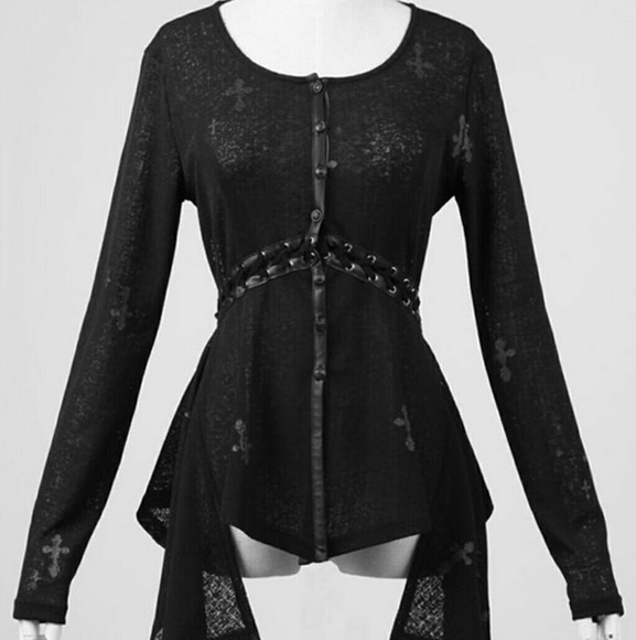 Punk Rave Discontinued Black Gothic Cross Print - Picture 4 of 5